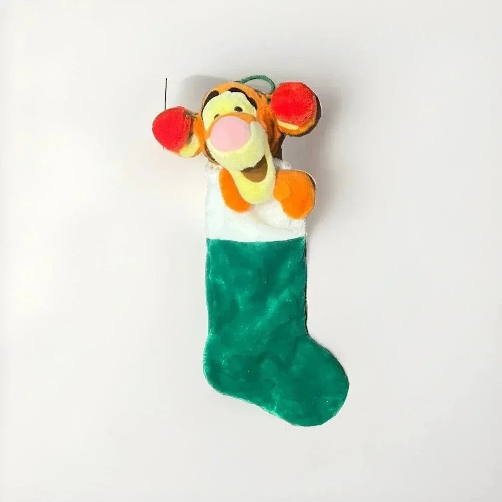 Vintage Disney Plush Tigger Christmas Stocking 3D Green 22”‎